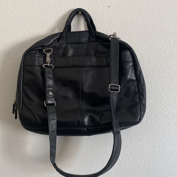 EL PORTAL Men’s Black Premium Leather Briefcase - Picture 1 of 9